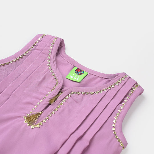 Infant Girls poly cambric Fancy 2Pcs Rani-Lylac