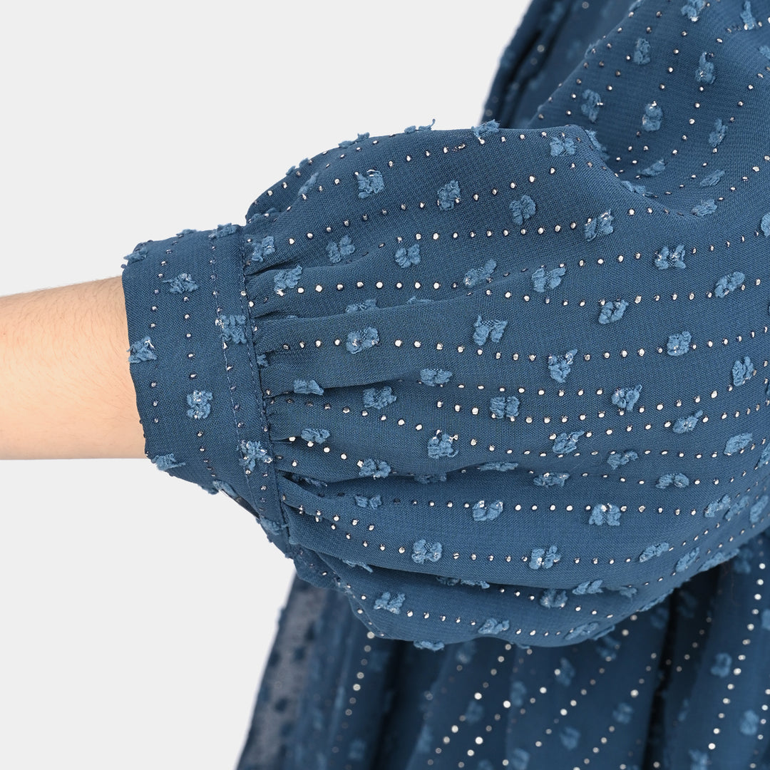 Girls Chiffon Casual Top Galaxy-Blue