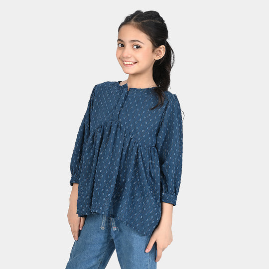 Girls Chiffon Casual Top Galaxy-Blue