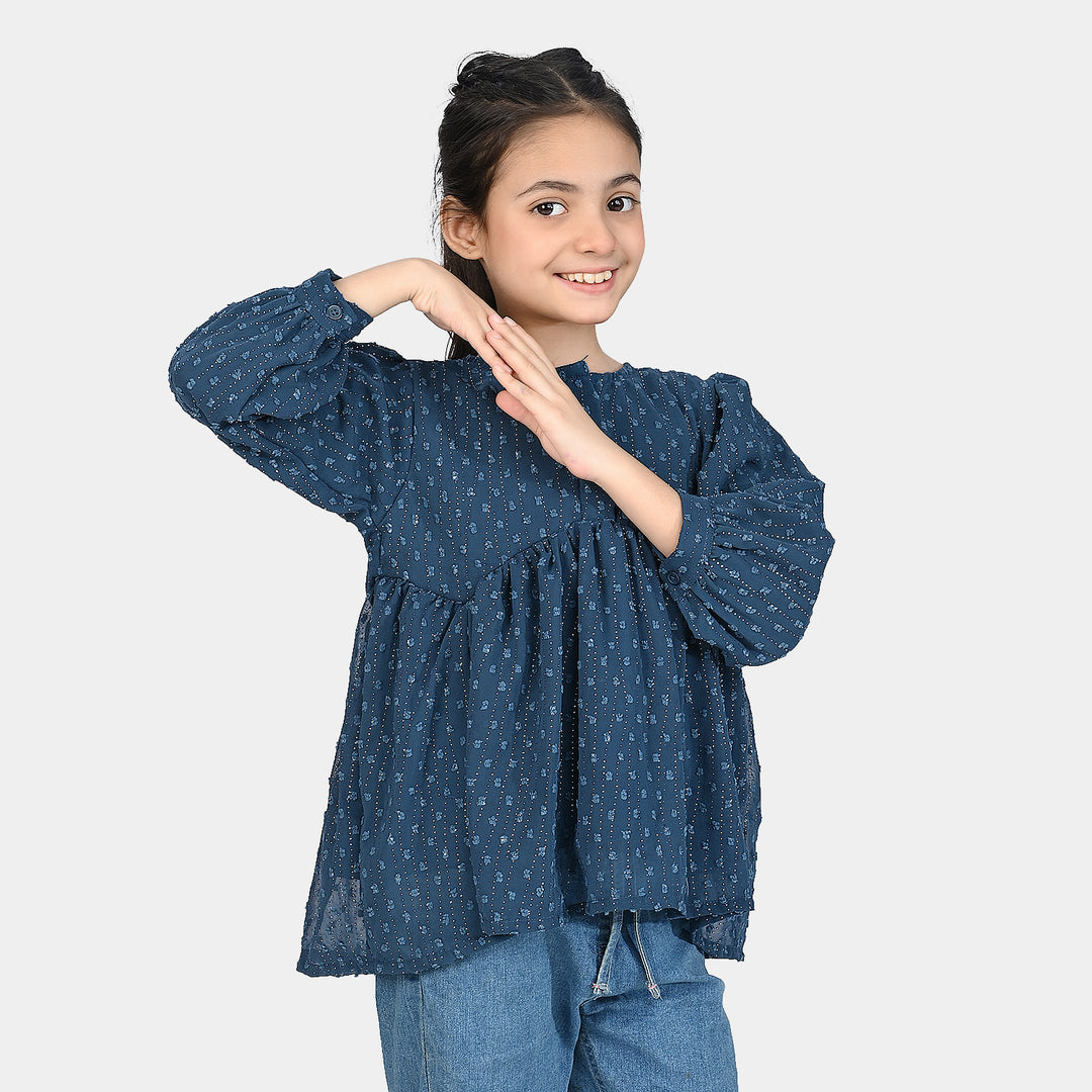 Girls Chiffon Casual Top Galaxy-Blue