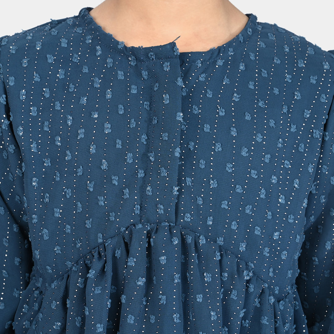 Girls Chiffon Casual Top Galaxy-Blue