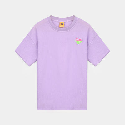 Girls Poly Crinkle T-Shirt Goods Vibes Only-Purple