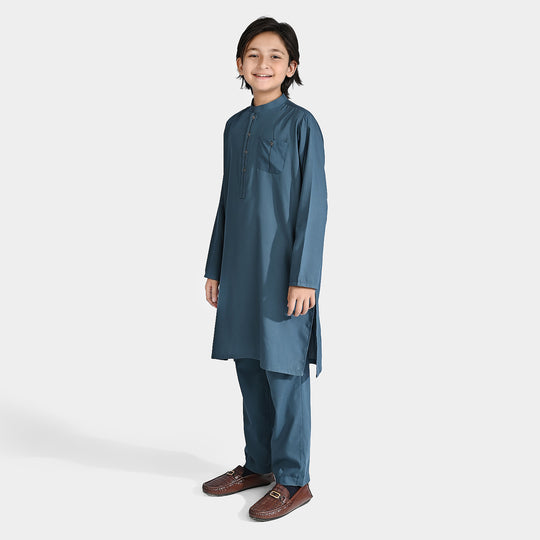 Boys Cotton Shalwar Suit (Contract Pipping)-Olive.Green