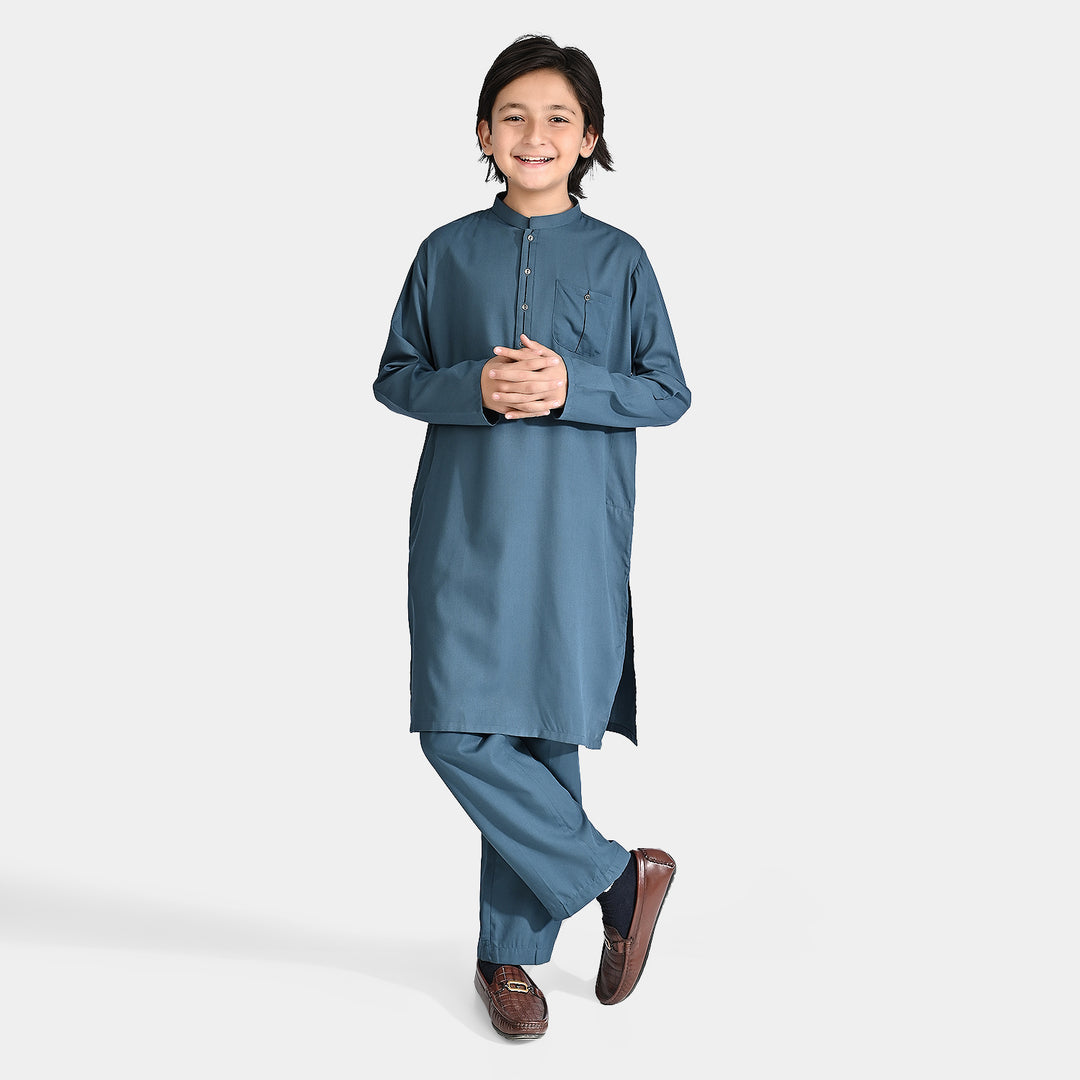 Boys Cotton Shalwar Suit (Contract Pipping)-Teal