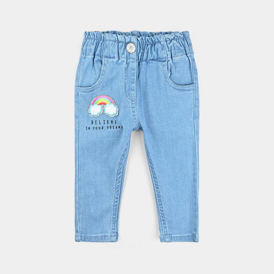 Infant Girls Denim Stretch Pant-Ice Blue