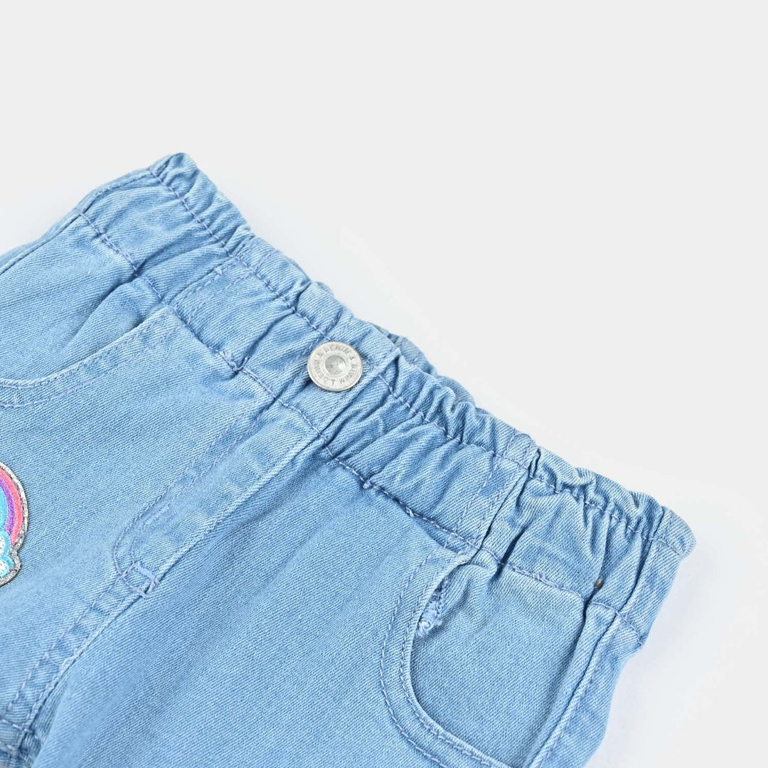 Infant Girls Denim Stretch Pant-Ice Blue