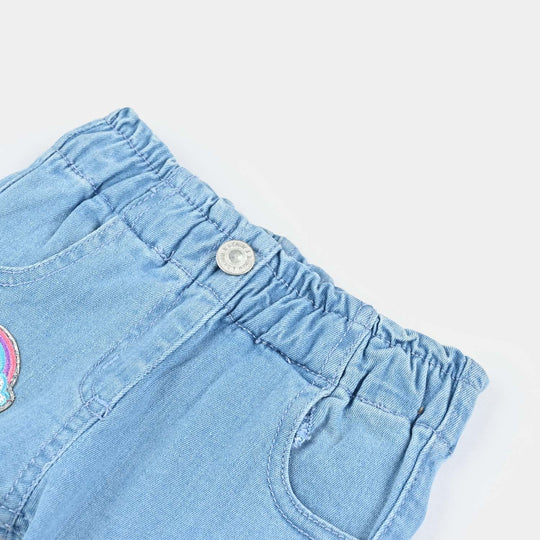 Infant Girls Denim Stretch Pant-Ice Blue