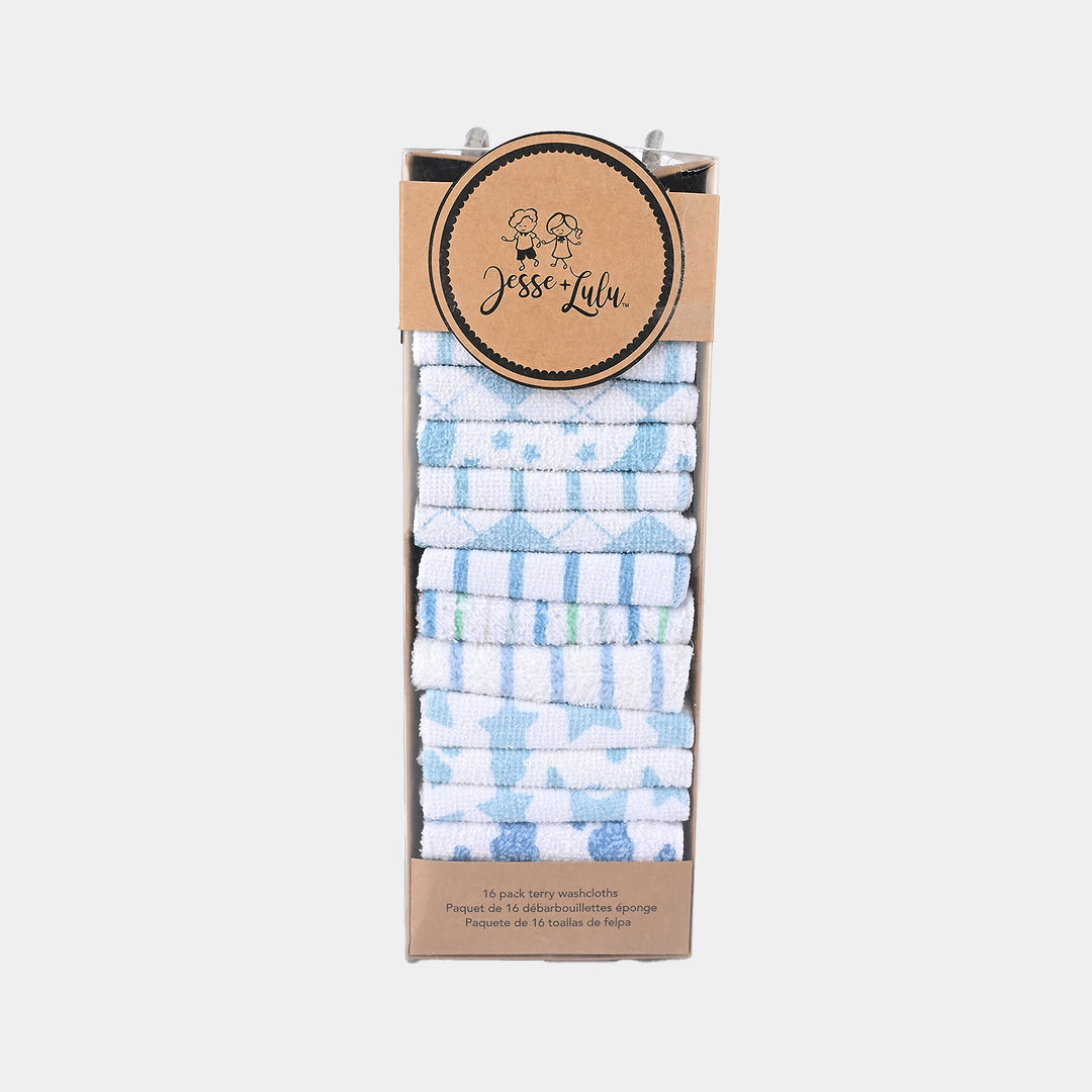 16PCS BABY FACE TOWEL - blue