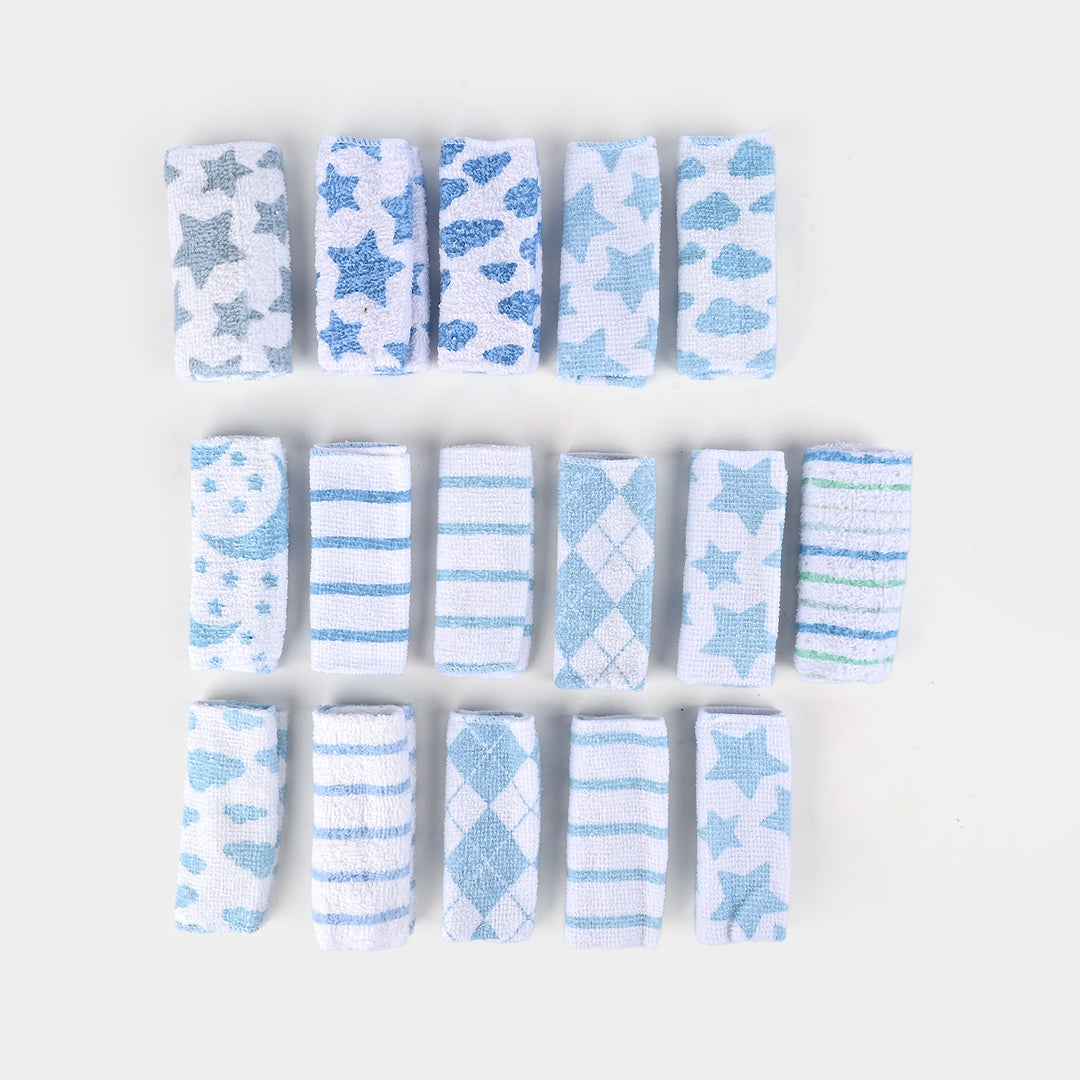 16PCS BABY FACE TOWEL - blue