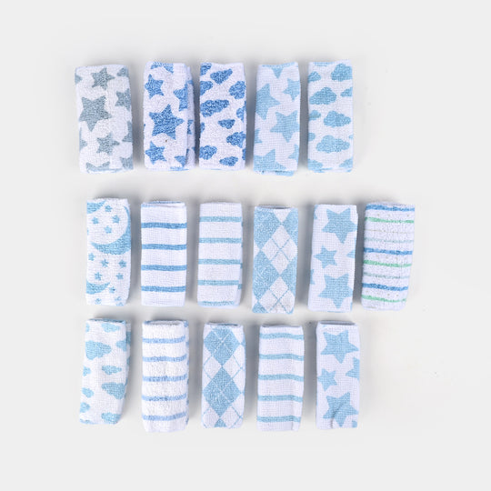 16PCS BABY FACE TOWEL - blue