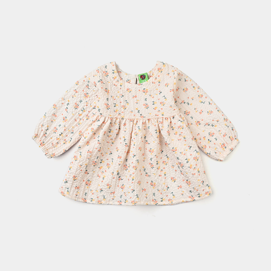 Infant Girls Crinkle Co-ord Set Tiny Flowers-OFF-White