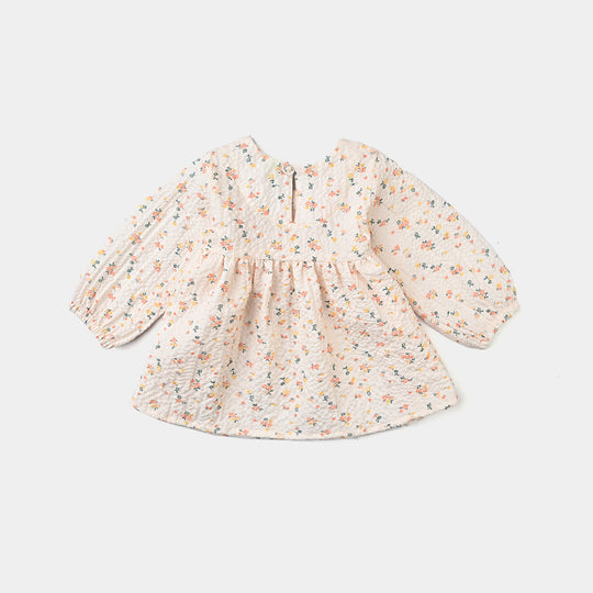 Infant Girls Crinkle Co-ord Set Tiny Flowers-OFF-White