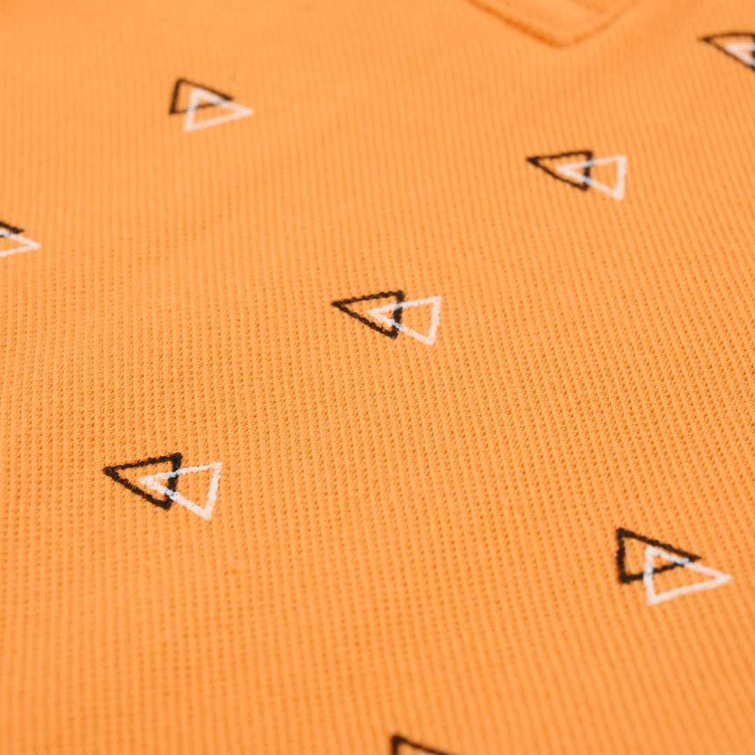 Boys Cotton PK Polo Triangles-B.Marigold