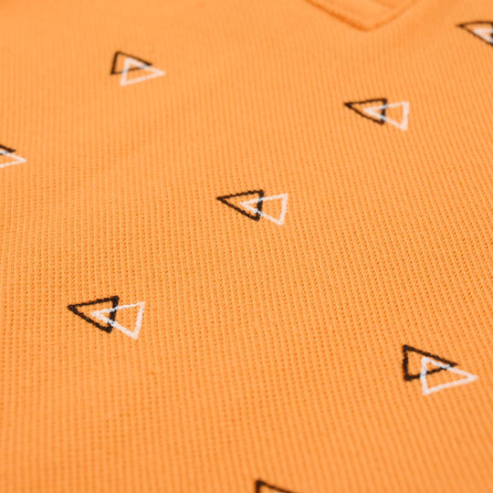 Boys Cotton PK Polo Triangles-B.Marigold
