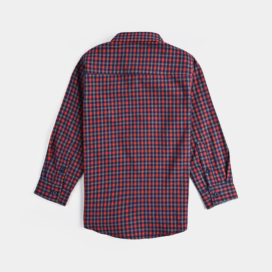 Boys Yarn Dyed Casual Check Shirt F/S (Solid)