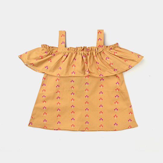 Infant Girls Cotton Poplin Casual Top Groovy-Mustard