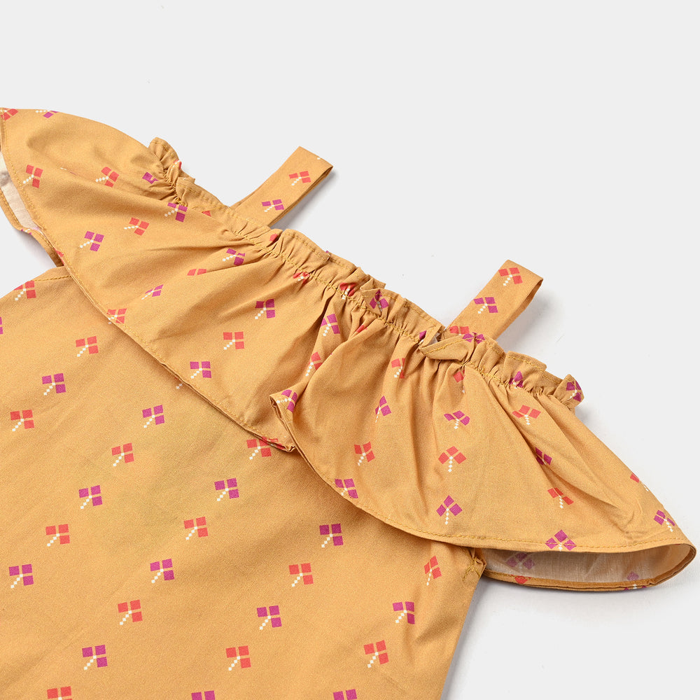 Infant Girls Cotton Poplin Casual Top Groovy-Mustard