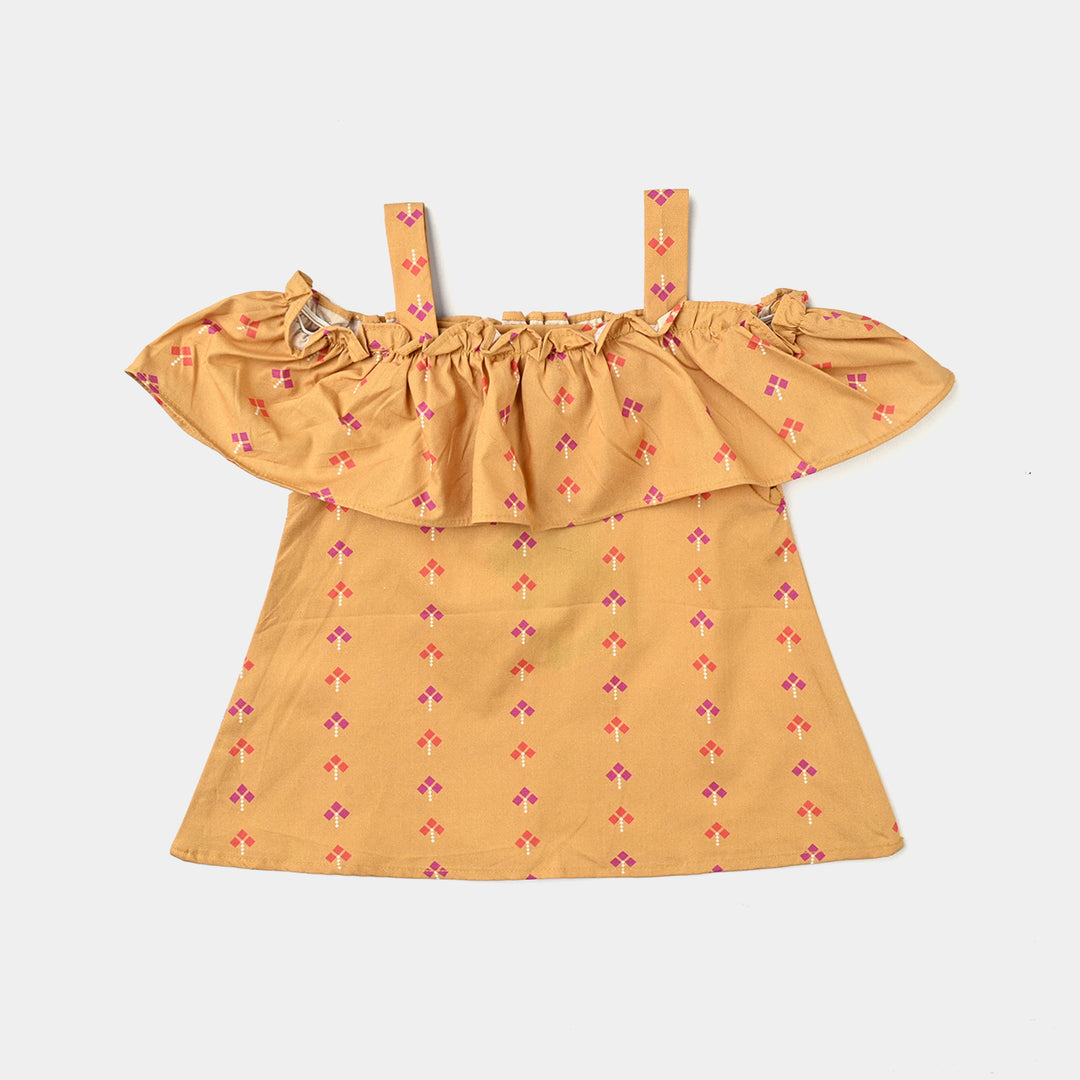 Infant Girls Cotton Poplin Casual Top Groovy-Mustard