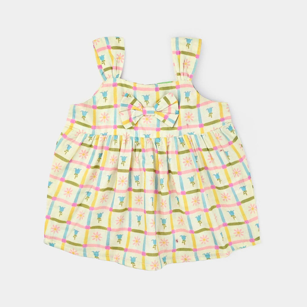 Infant Girls Cotton Poplin Co-ord Set Yellow Square-Multi