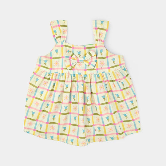 Infant Girls Cotton Poplin Co-ord Set Yellow Square-Multi