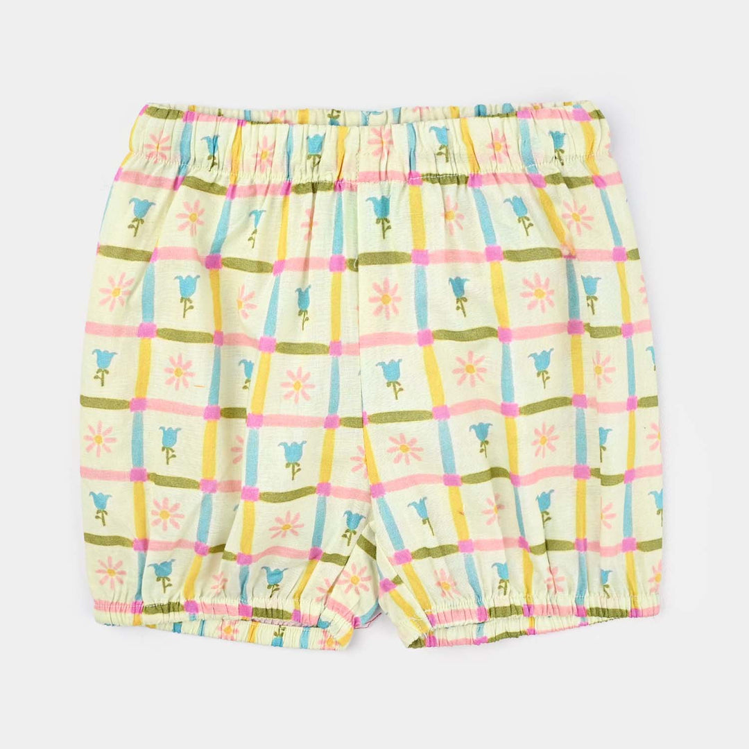 Infant Girls Cotton Poplin Co-ord Set Yellow Square-Multi