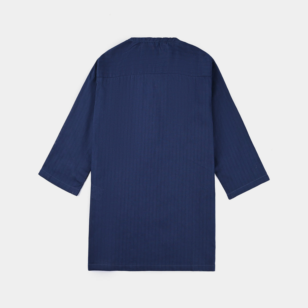 Infant Boys Jacquard Basic Kurta-NAVY