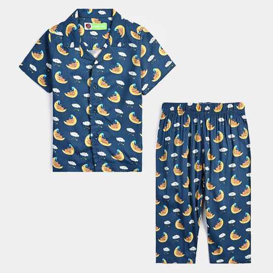 Infant Boys Viscose Nightwear Sleeping Bear-Blue