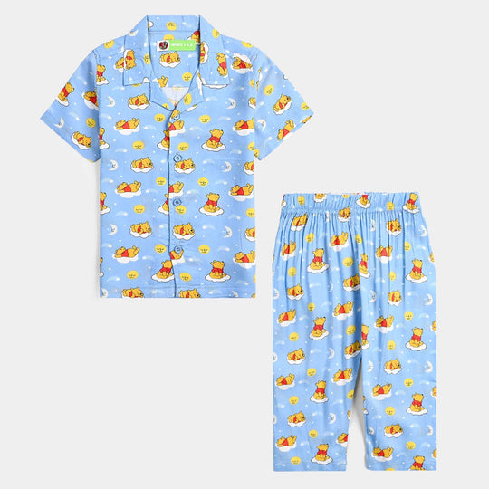 Infant Boys Viscose Nightwear Sleeping Panda-Light Blue