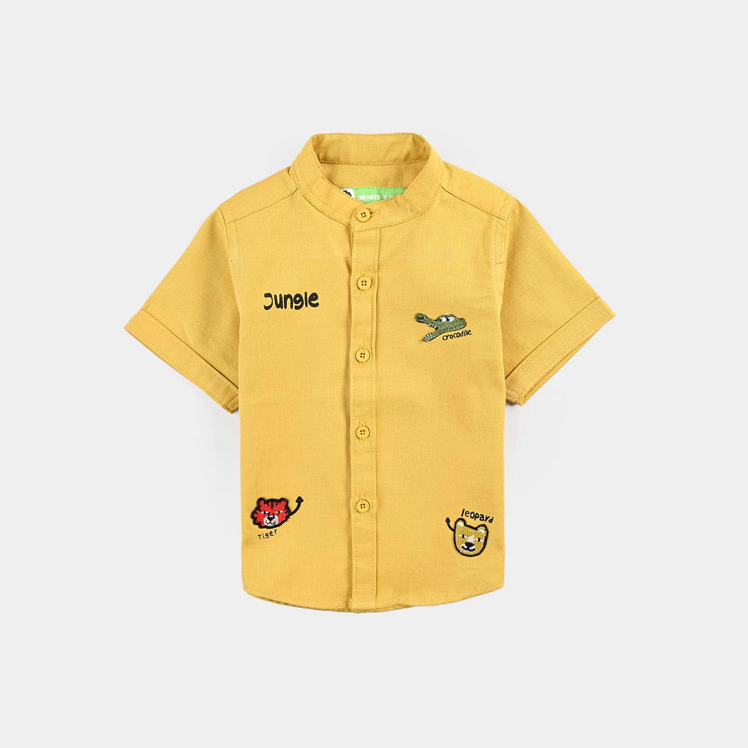 Infant Boys Cotton Basic Casual Shirts (Jungle )-Yellow