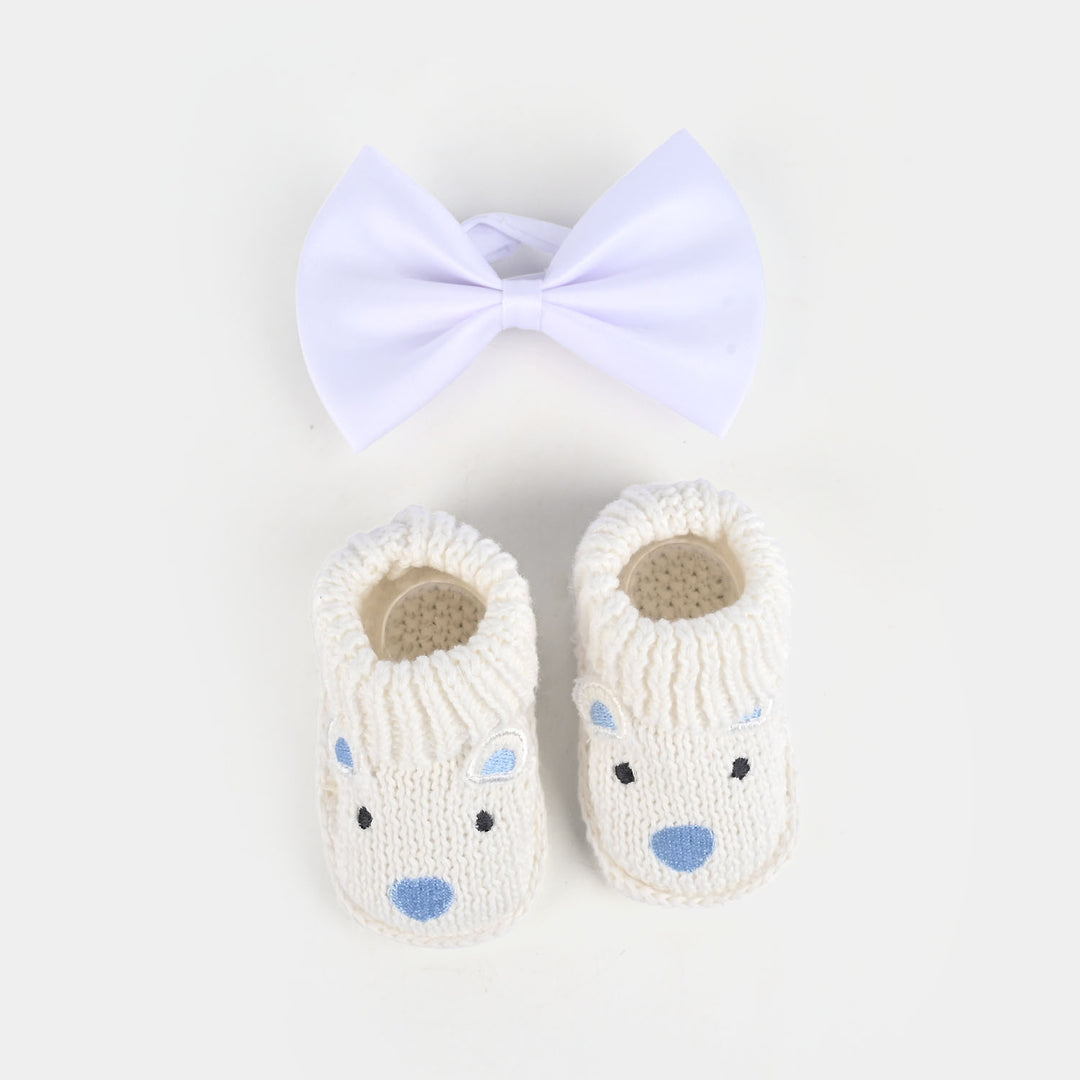 Woolen Baby Socks/Shoes With Headband| 0-6M