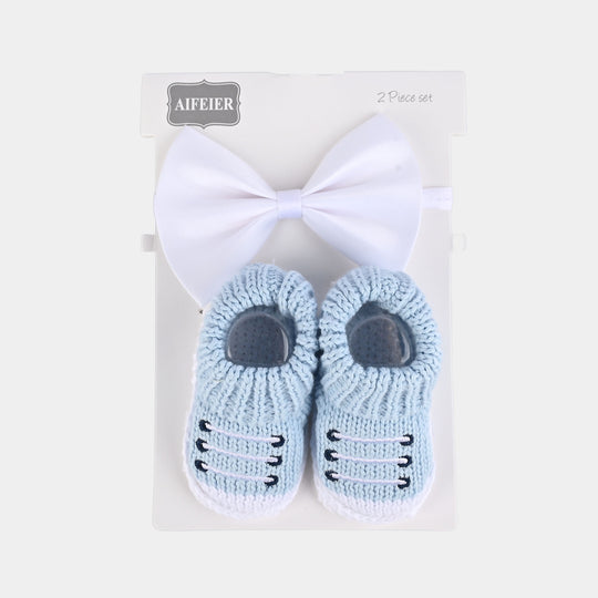 Woolen Baby Socks/Shoes With Headband | 0-6M