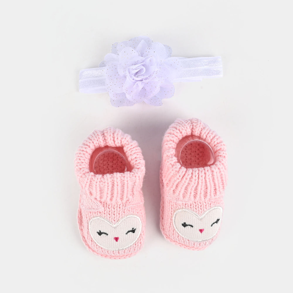 Woolen Baby Socks/Shoes With Headband | 0-6M