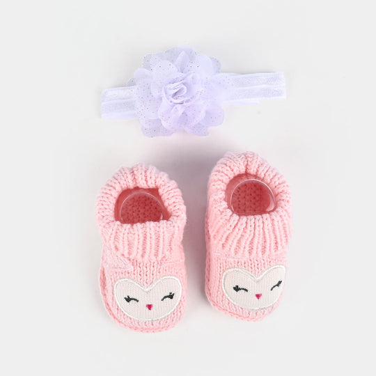 Woolen Baby Socks/Shoes With Headband | 0-6M