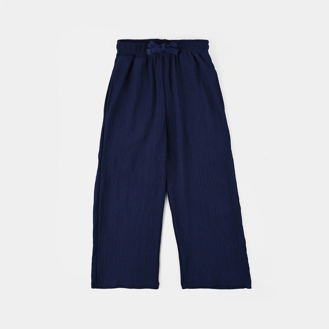 Girls Poly Crinkle 2 Piece Suit Unique-Navy Blue