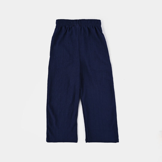 Girls Poly Crinkle 2 Piece Suit Unique-Navy Blue