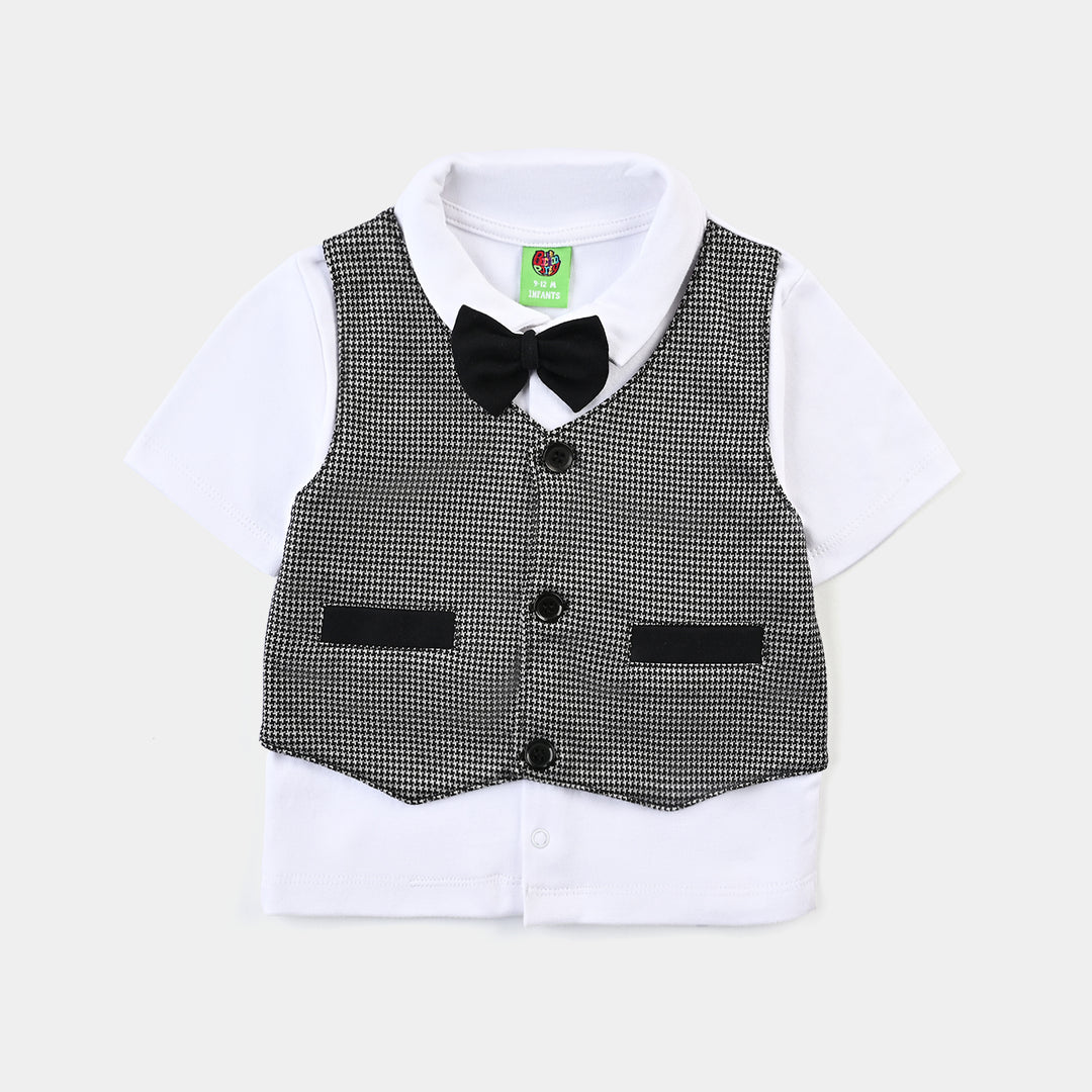 Infant Boys Jacquard Suit -BLACK