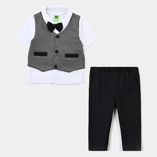 Infant Boys Jacquard Suit -BLACK