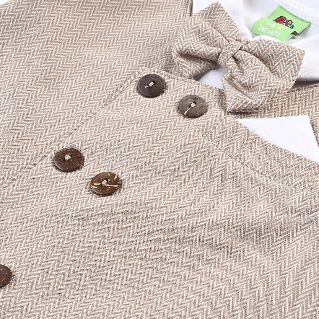 Infant Boys Jacquard Suit HERRINGBONE COAT-BROWN