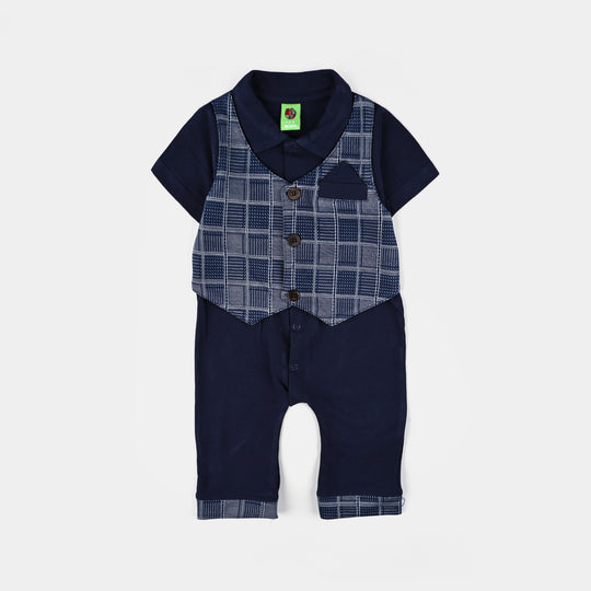 Infant Boys JAQUARD Romper FASHION COAT-Blue