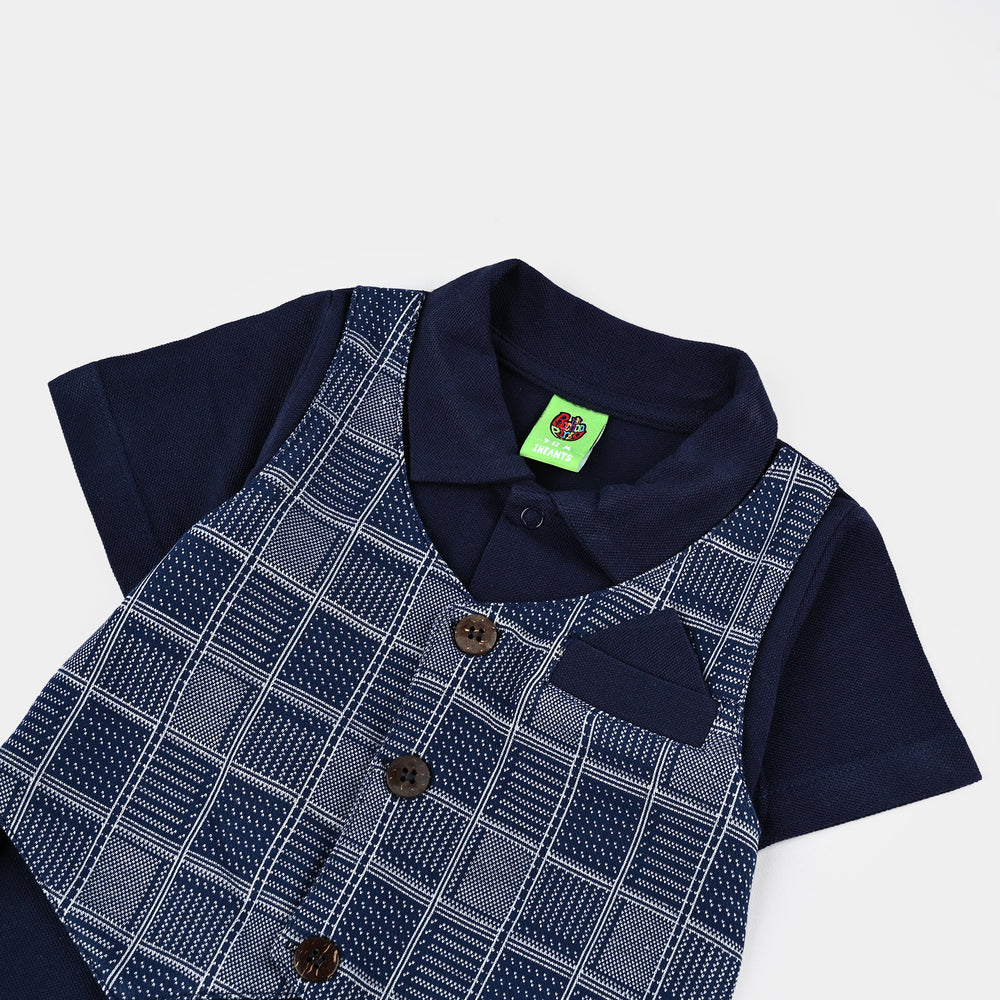 Infant Boys JAQUARD Romper FASHION COAT-Blue