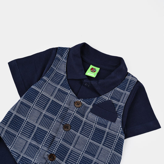 Infant Boys JAQUARD Romper FASHION COAT-Blue