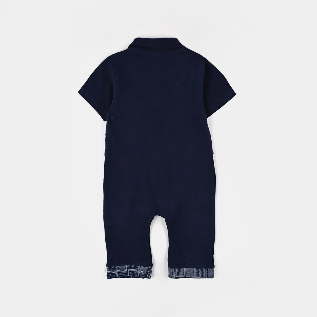 Infant Boys JAQUARD Romper FASHION COAT-Blue
