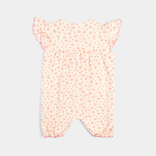 Infant Girls Cotton Romper FLORAL-Pink