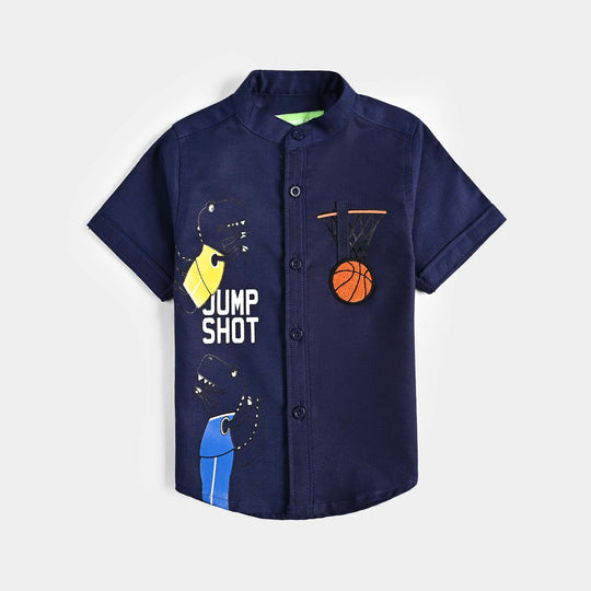 Infant Boys Cotton Basic Casual Shirt (Jump Shot)-NAVY