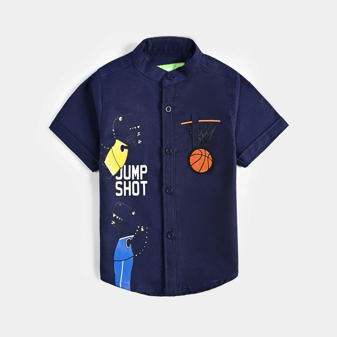 Infant Boys Cotton Basic Casual Shirt (Jump Shot)-NAVY