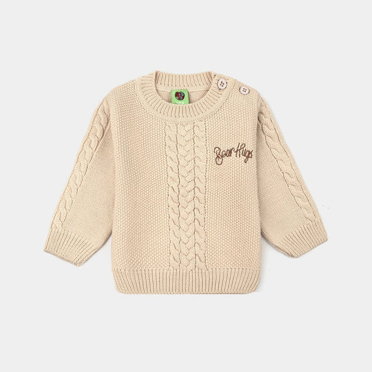 Infant Boys Acrylic 3PC Set-Bear Hug-BEIGE