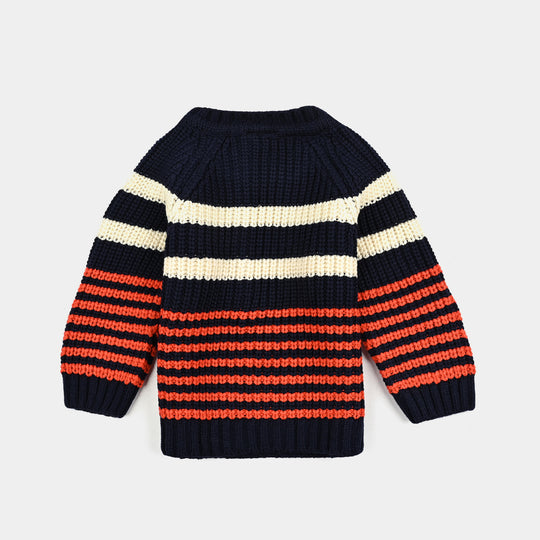 Infant Boys Acrylic Suit-Stripe Fusion-Navy.Rust