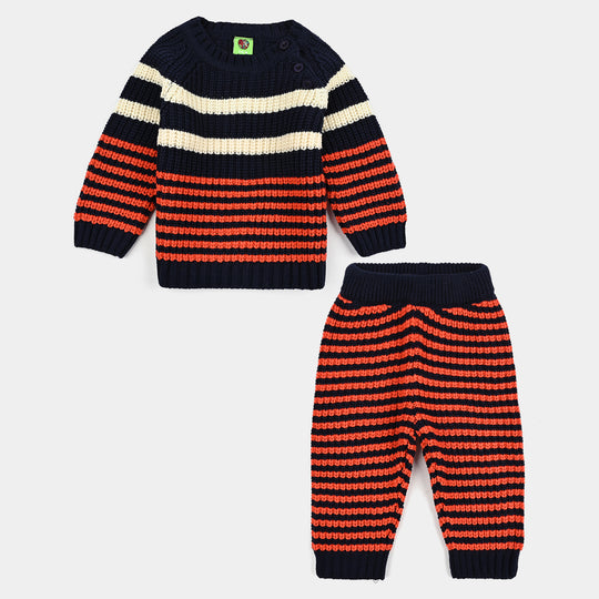 Infant Boys Acrylic Suit-Stripe Fusion-Navy.Rust