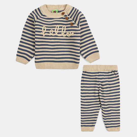 Infant Boys Acrylic Suit-Happy-Off White/Green