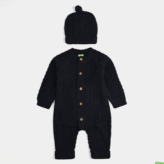 Infant Boys Acrylic Romper-Cabling - NAVY